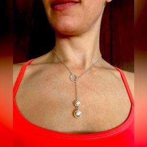 Majorica 2-pearl Y-Drop Necklace - Silver